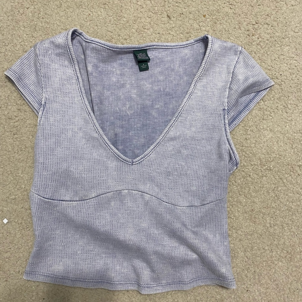 Wild Fable Light Purple Ribbed V-Neck Top